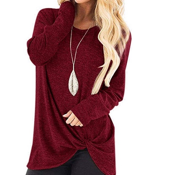 Tops - cute t shirt woman knot side front top loose fit